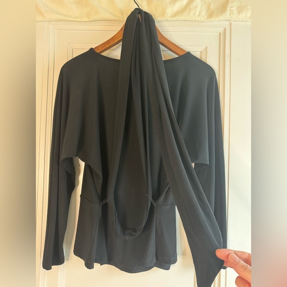 Banana Republic Black Long Sleeve Wrap Effect Top Size Large - Picture 5 of 8